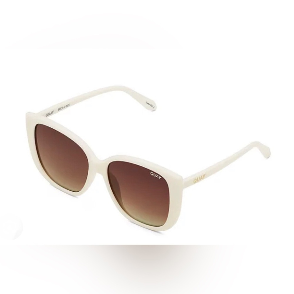 Quay Australia Ever After White/Brown 54mm Polarized Gradient Square Sunglasses